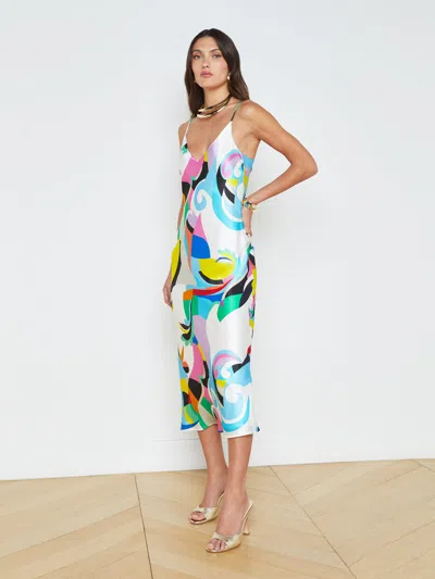 Shop L Agence Seridie Silk Slip Dress In Multi Kaleidoscope