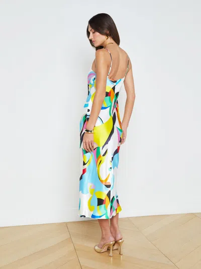 Shop L Agence Seridie Silk Slip Dress In Multi Kaleidoscope