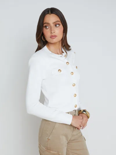 Shop L Agence Toulouse Cardigan In Ivory