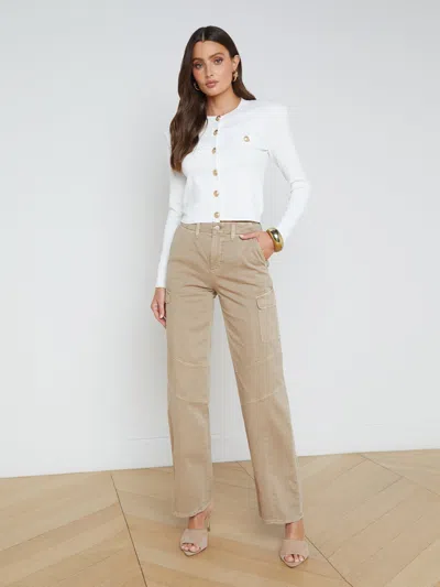 L Agence Womens Knit Long Sleeves Cardigan Sweater In Ivory