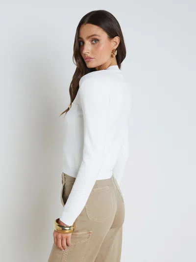 L Agence Womens Knit Long Sleeves Cardigan Sweater In Ivory