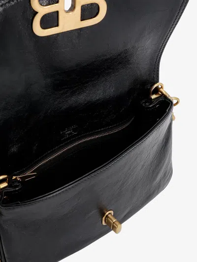 Shop Balenciaga Woman Flap Bb Woman Black Shoulder Bags