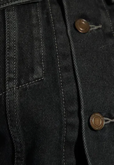 Shop Saint Laurent 80's Cropped Denim Jacket In Black