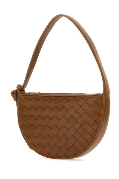 Shop Bottega Veneta Woman Caramel Leather Mini Sunrise Shoulder Bag In Brown