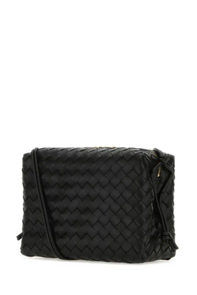 Shop Bottega Veneta Woman Black Leather Small Loop Crossbody Bag In Multicolor