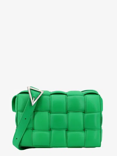 Shop Bottega Veneta Woman Padded Cassette Woman Green Shoulder Bags