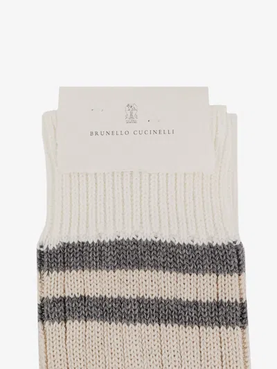 Shop Brunello Cucinelli Man Socks Man Beige Socks In Cream