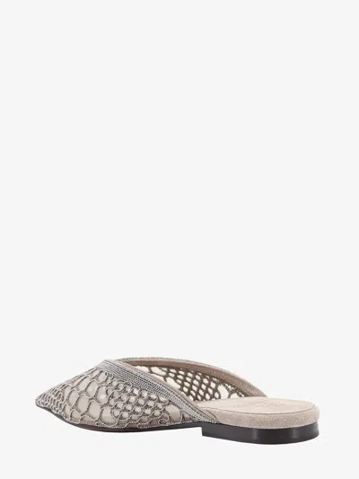 Shop Brunello Cucinelli Woman Sabot Woman Grey Sandals In Gray
