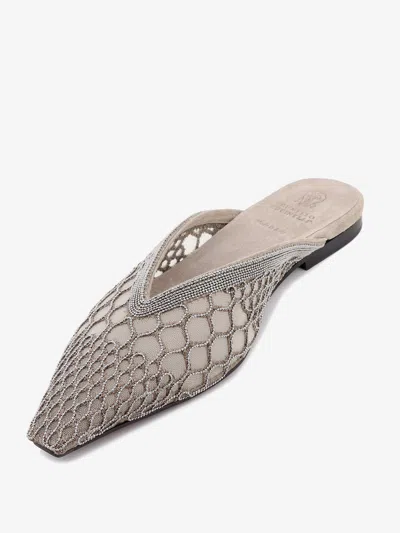 Shop Brunello Cucinelli Woman Sabot Woman Grey Sandals In Gray