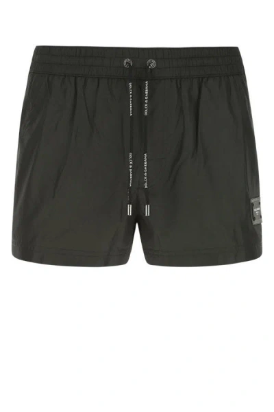 Shop Dolce & Gabbana Man Black Polyester Swimming Shorts