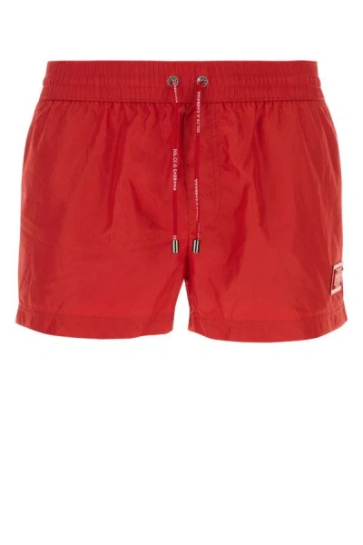 Shop Dolce & Gabbana Man Red Polyester Swimming Shorts