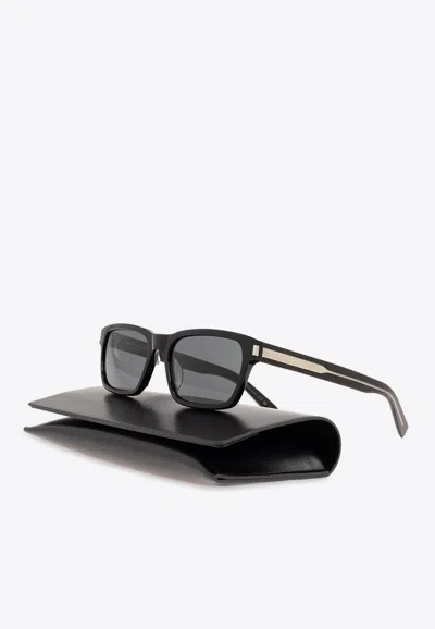 Shop Saint Laurent Acetate Rectangular Sunglasses In Gray