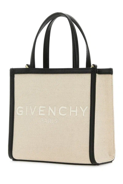 Shop Givenchy Woman Sand Canvas Mini G-tote Handbag In Brown