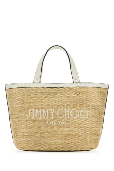Shop Jimmy Choo Woman Beige Raffia Mini Marli Handbag In Brown