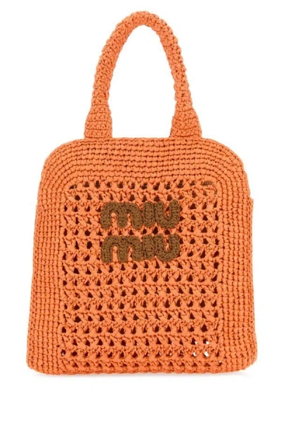 Shop Miu Miu Woman Orange Crochet Handbag
