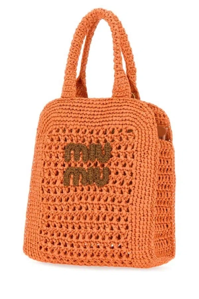 Shop Miu Miu Woman Orange Crochet Handbag