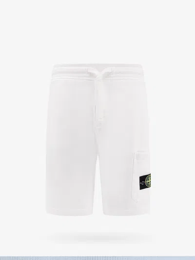Shop Stone Island Man Bermuda Shorts Man White Bermuda Shorts