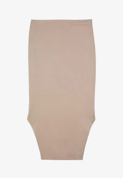 Shop Givenchy Asymmetrical Midi Silk Skirt In Beige