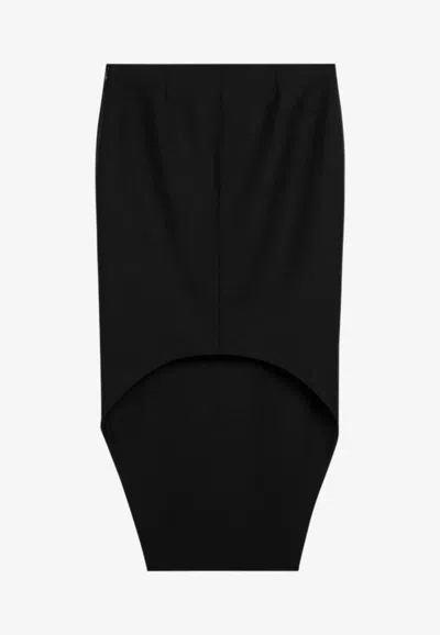 Shop Givenchy Asymmetrical Wool Midi Skirt In Black