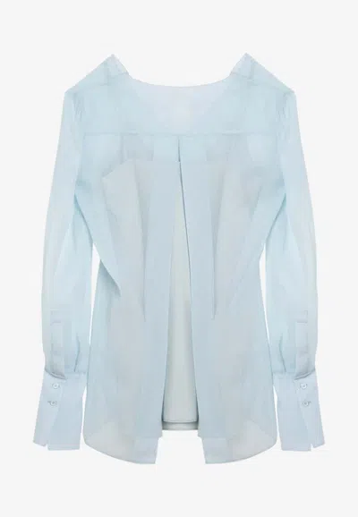 Givenchy Light Blue Silk Blouse With Back Slit In Light Blue