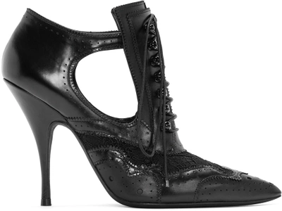 Shop Givenchy Black Leather & Lace Boots