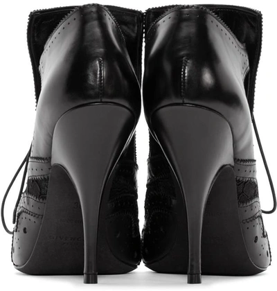 Shop Givenchy Black Leather & Lace Boots