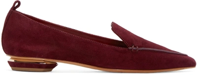 Nicholas Kirkwood Beya Suede Point-toe Loafers In Burgundy