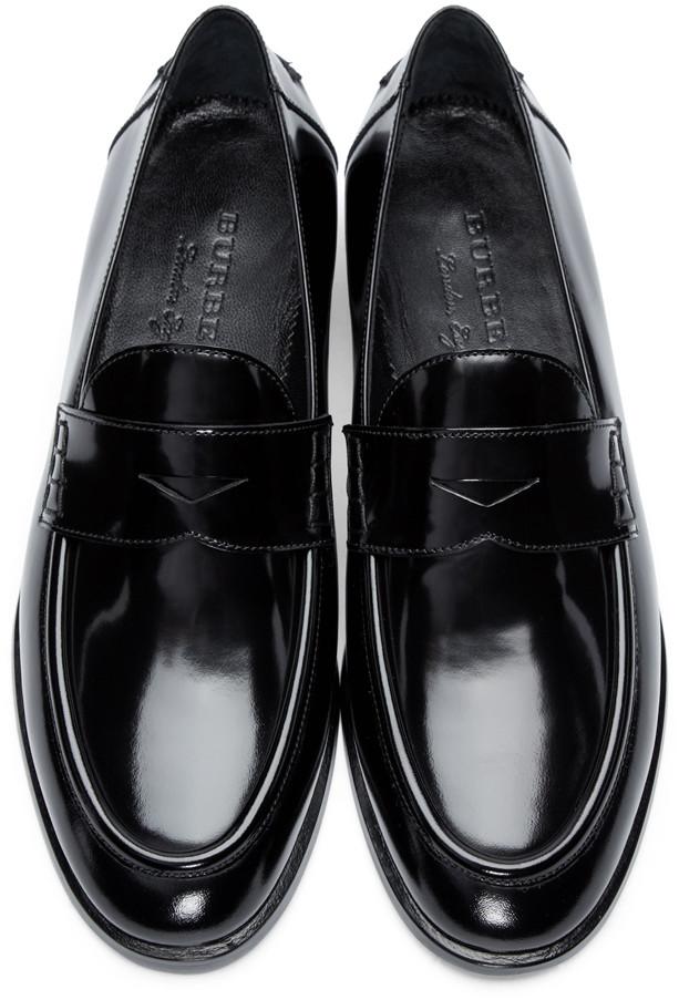 Burberry Black Patent Leather Oban Loafers In Schwarz | ModeSens