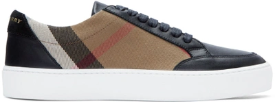 Shop Burberry Black Salmond Check Sneakers