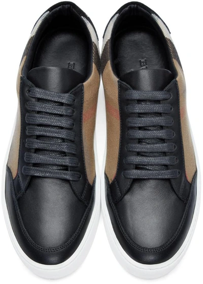 Shop Burberry Black Salmond Check Sneakers