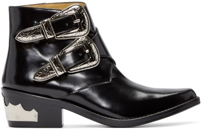 Toga Black Two-buckle Western Boots