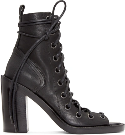 Shop Ann Demeulemeester Black Lace-up Sandals