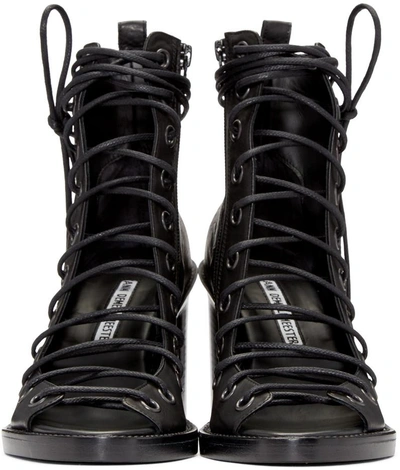 Shop Ann Demeulemeester Black Lace-up Sandals