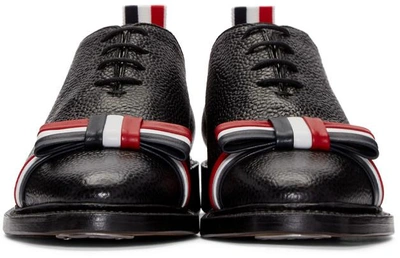 Shop Thom Browne Black Leather Bow Oxfords