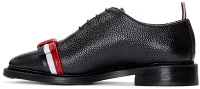 Shop Thom Browne Black Leather Bow Oxfords