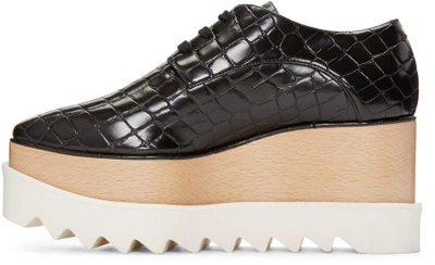 Shop Stella Mccartney Black Croc-embossed Platform Elyse Derbys In 1000 Black