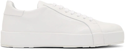 Shop Jil Sander White Leather Miro Sneakers