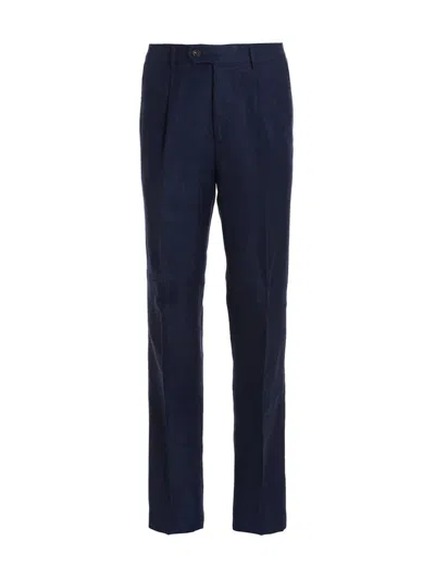 Brunello Cucinelli Blue Linen Leisure Fit Suit