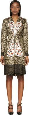 GIVENCHY Leopard Print Silk Butterfly Embroidered Dress