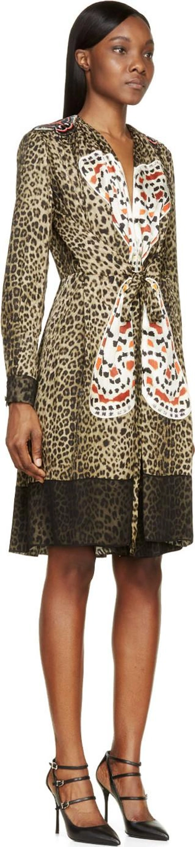 Shop Givenchy Leopard Print Silk Butterfly Embroidered Dress