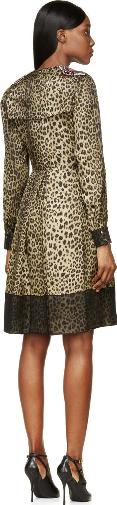 Shop Givenchy Leopard Print Silk Butterfly Embroidered Dress