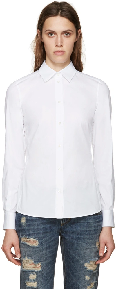 Dolce & Gabbana Box-pleat Cotton-poplin Shirt In White