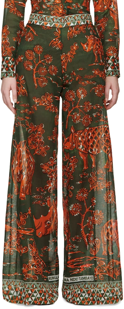 Valentino Tribal Rhinoceros Print Wide Leg Pants