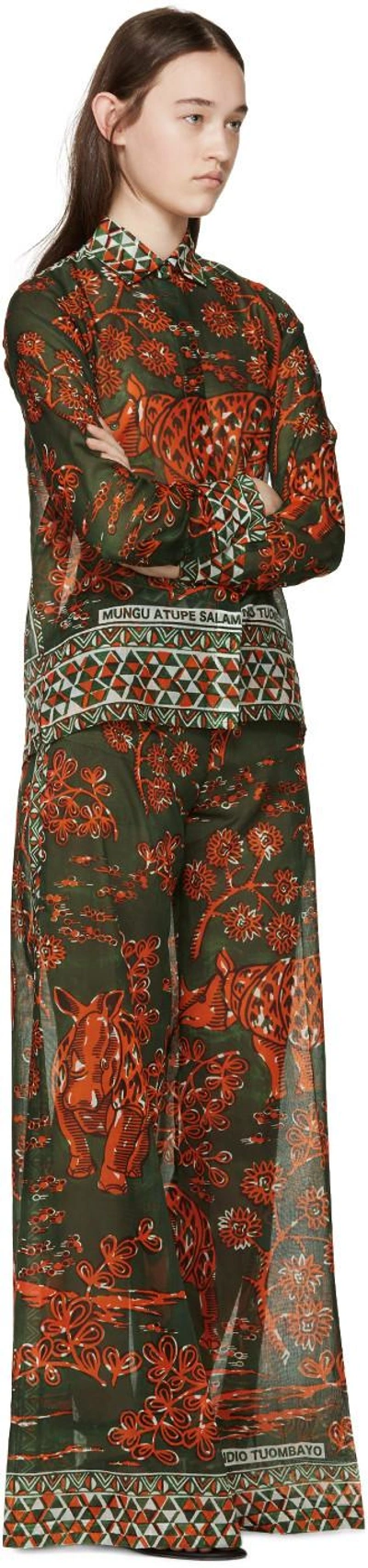 Shop Valentino Green & Orange Rhino Trousers