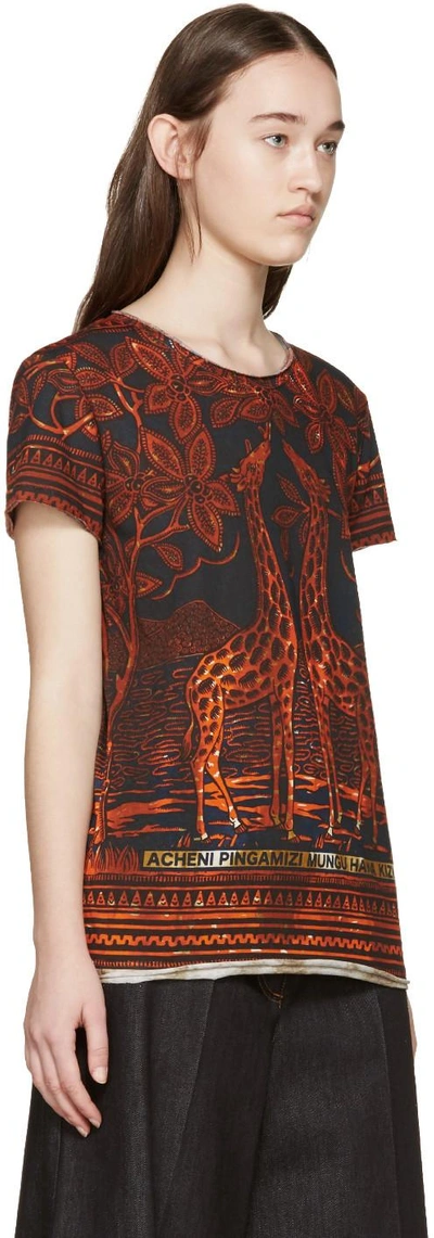 Shop Valentino Black & Orange Giraffe T-shirt