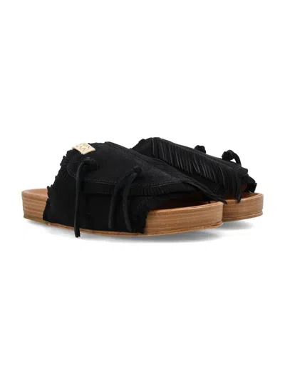 Shop Visvim Christo Shaman-folk Slippers In Black