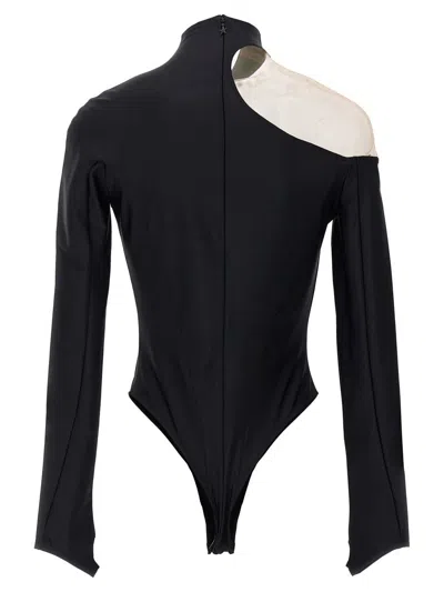 Shop Mugler Transparent Tulle Bodysuit In Black