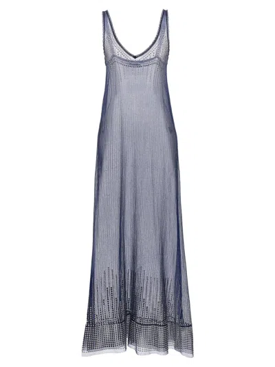 Shop Rabanne Paco  Studded Mesh Dress In Blue