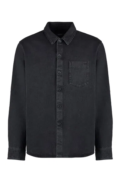 Shop Apc A.p.c. Vittorio Overshirt In Denim In Black