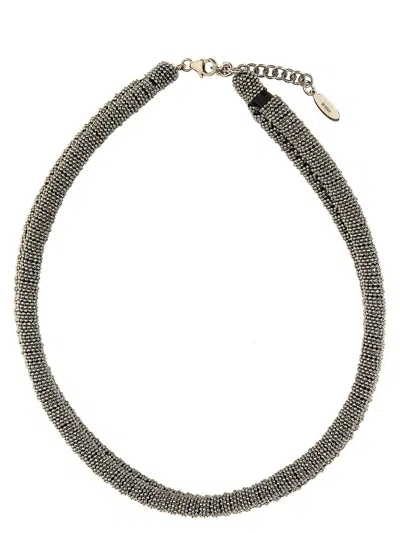 Shop Brunello Cucinelli 'monile' Necklace In Silver